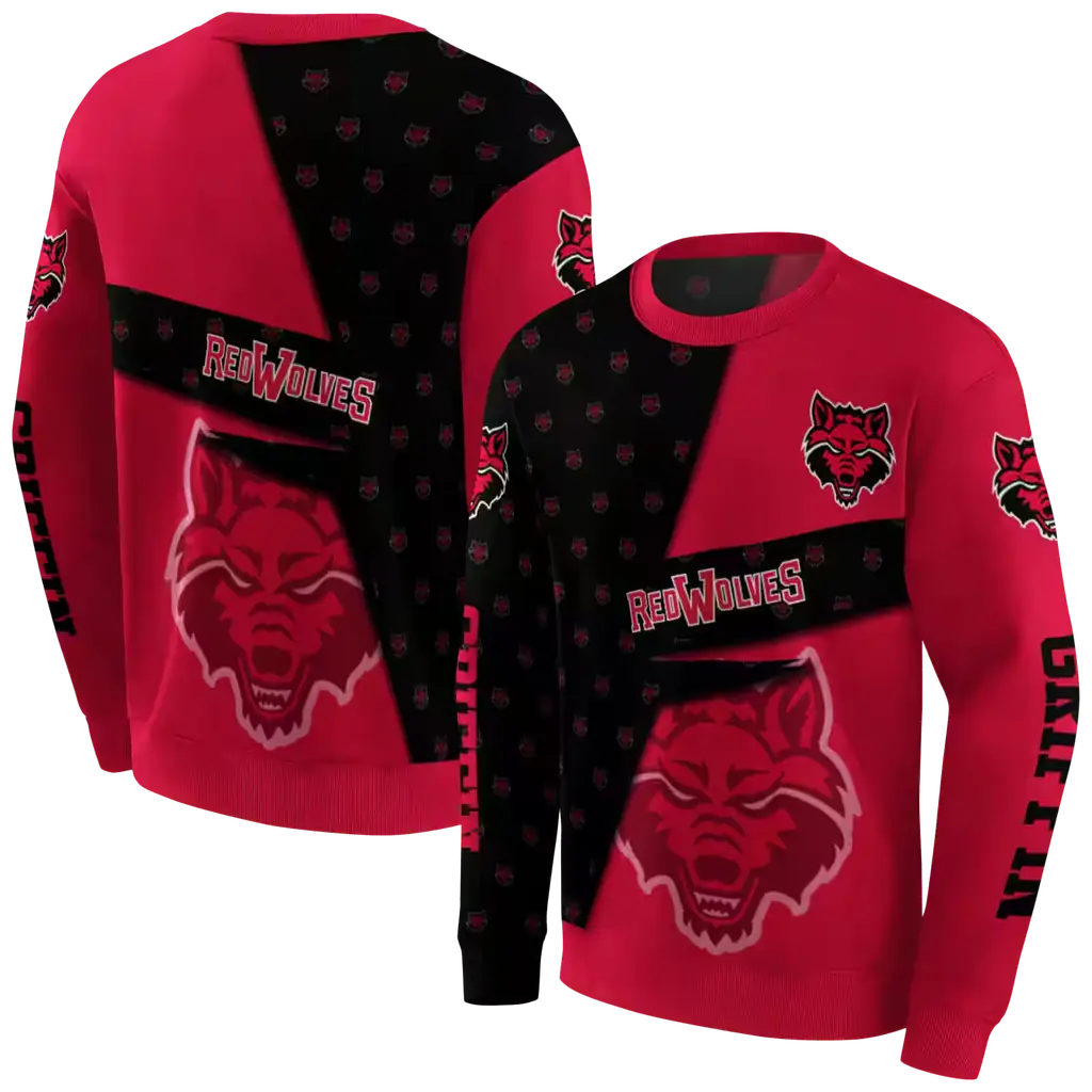 customized arkansas state red wolves abstract shape scarlet hoodie premium grade customized arkansas state red wolves abstract shape scarlet hoodie premium grade
