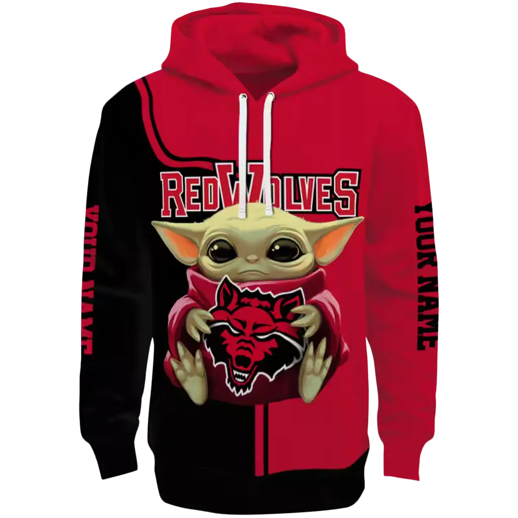 customized arkansas state red wolves baby yoda scarlet black hoodie best selling customized arkansas state red wolves baby yoda scarlet black hoodie best selling
