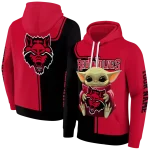 customized arkansas state red wolves baby yoda scarlet black hoodie best selling
