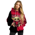 customized arkansas state red wolves baby yoda scarlet black hoodie best selling