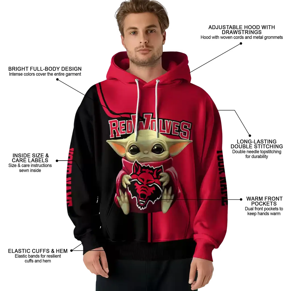 customized arkansas state red wolves baby yoda scarlet black hoodie latest model customized arkansas state red wolves baby yoda scarlet black hoodie latest model