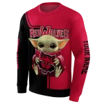 customized arkansas state red wolves baby yoda scarlet black hoodie best selling
