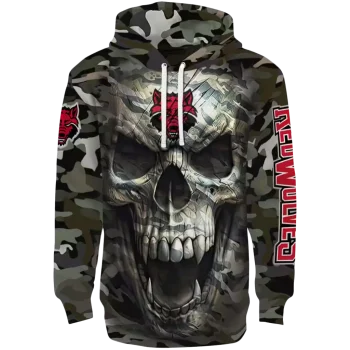 customized arkansas state red wolves camo skull hoodie best selling
