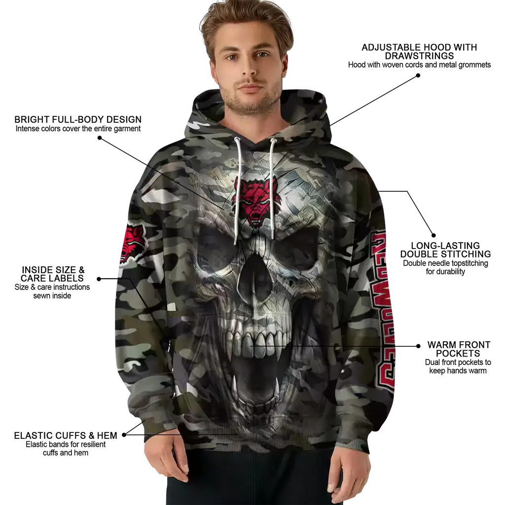 customized arkansas state red wolves camo skull hoodie latest model customized arkansas state red wolves camo skull hoodie latest model