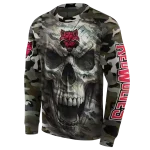customized arkansas state red wolves camo skull hoodie best selling