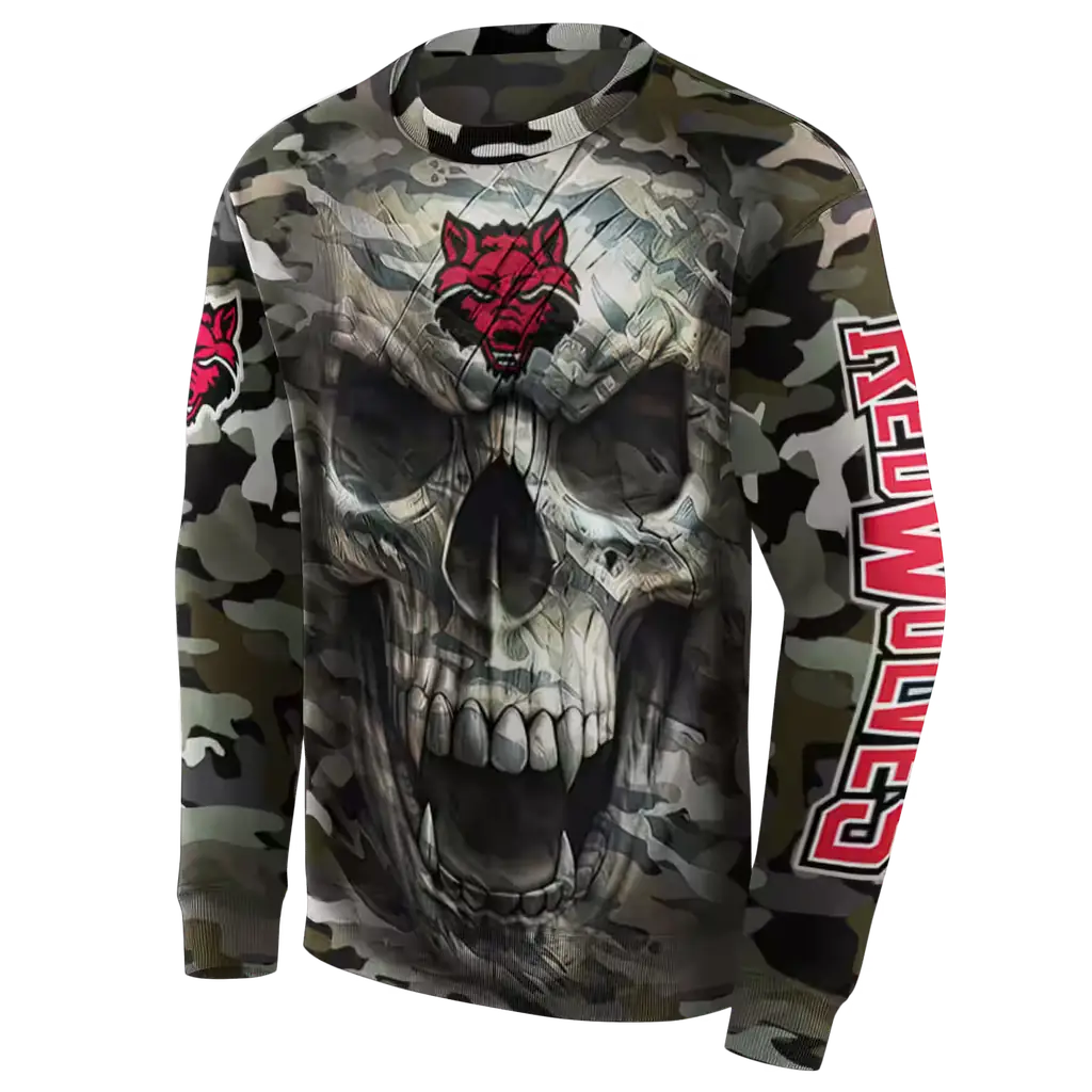 customized arkansas state red wolves camo skull hoodie new arrival customized arkansas state red wolves camo skull hoodie new arrival
