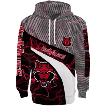 customized arkansas state red wolves hexagonal mesh scarlet black gray hoodie best selling