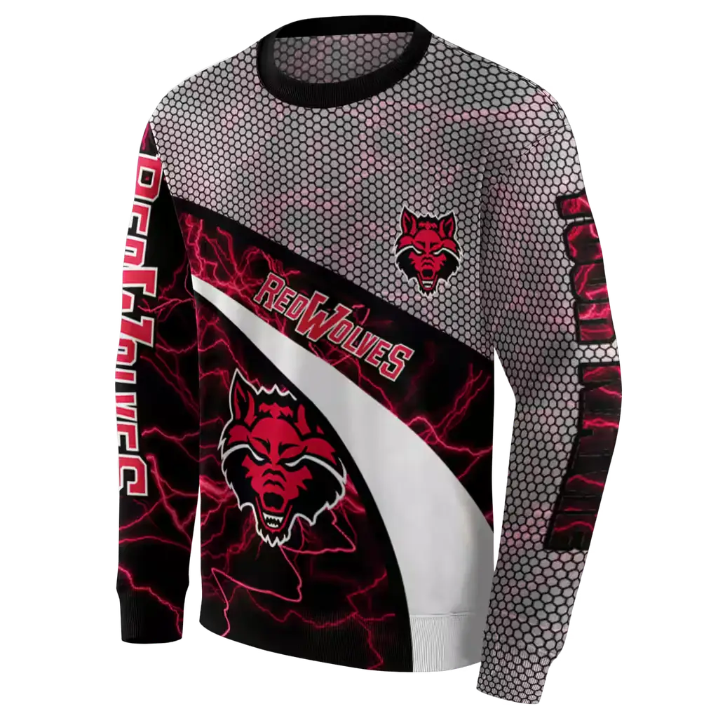 customized arkansas state red wolves hexagonal mesh scarlet black gray hoodie new arrival customized arkansas state red wolves hexagonal mesh scarlet black gray hoodie new arrival