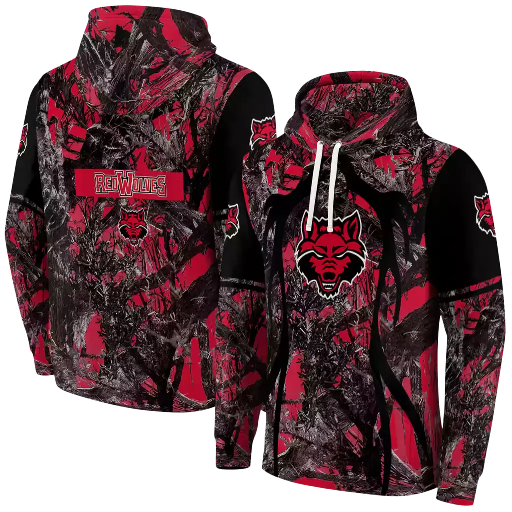 customized arkansas state red wolves hunting theme scarlet black hoodie fashion forward customized arkansas state red wolves hunting theme scarlet black hoodie fashion forward