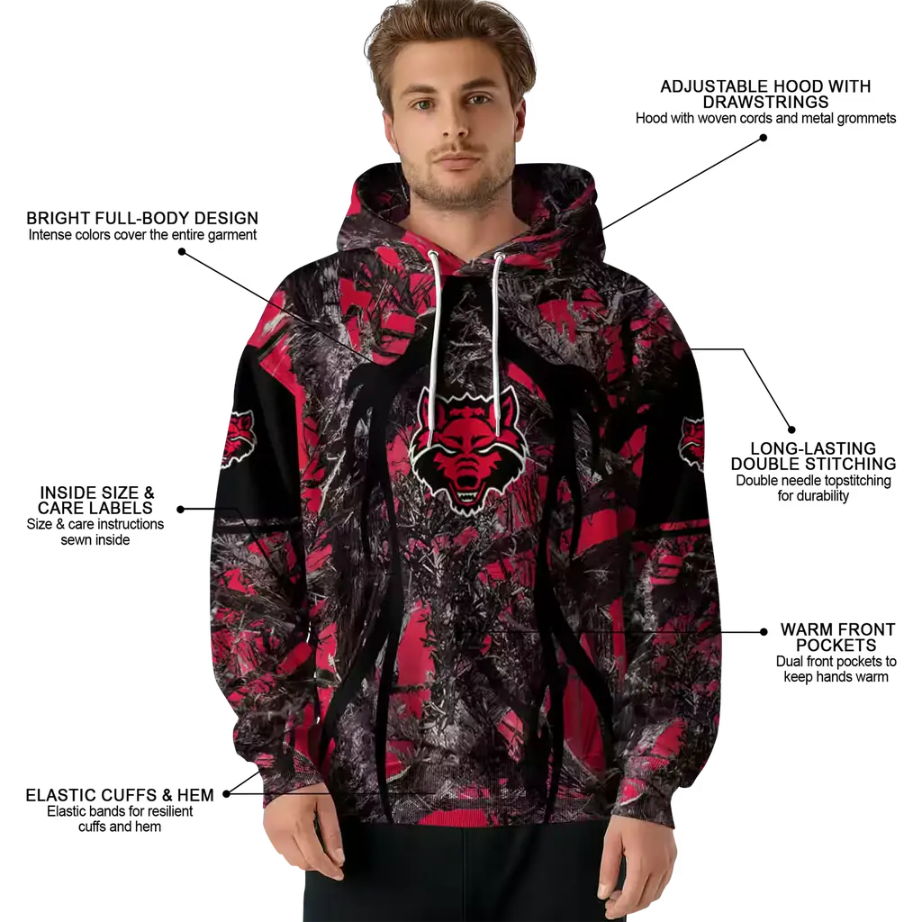 customized arkansas state red wolves hunting theme scarlet black hoodie latest model customized arkansas state red wolves hunting theme scarlet black hoodie latest model