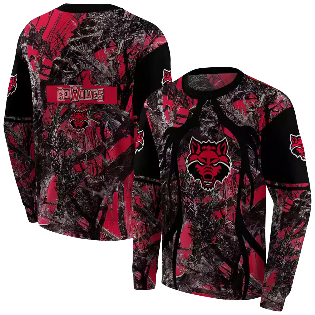 customized arkansas state red wolves hunting theme scarlet black hoodie premium grade customized arkansas state red wolves hunting theme scarlet black hoodie premium grade