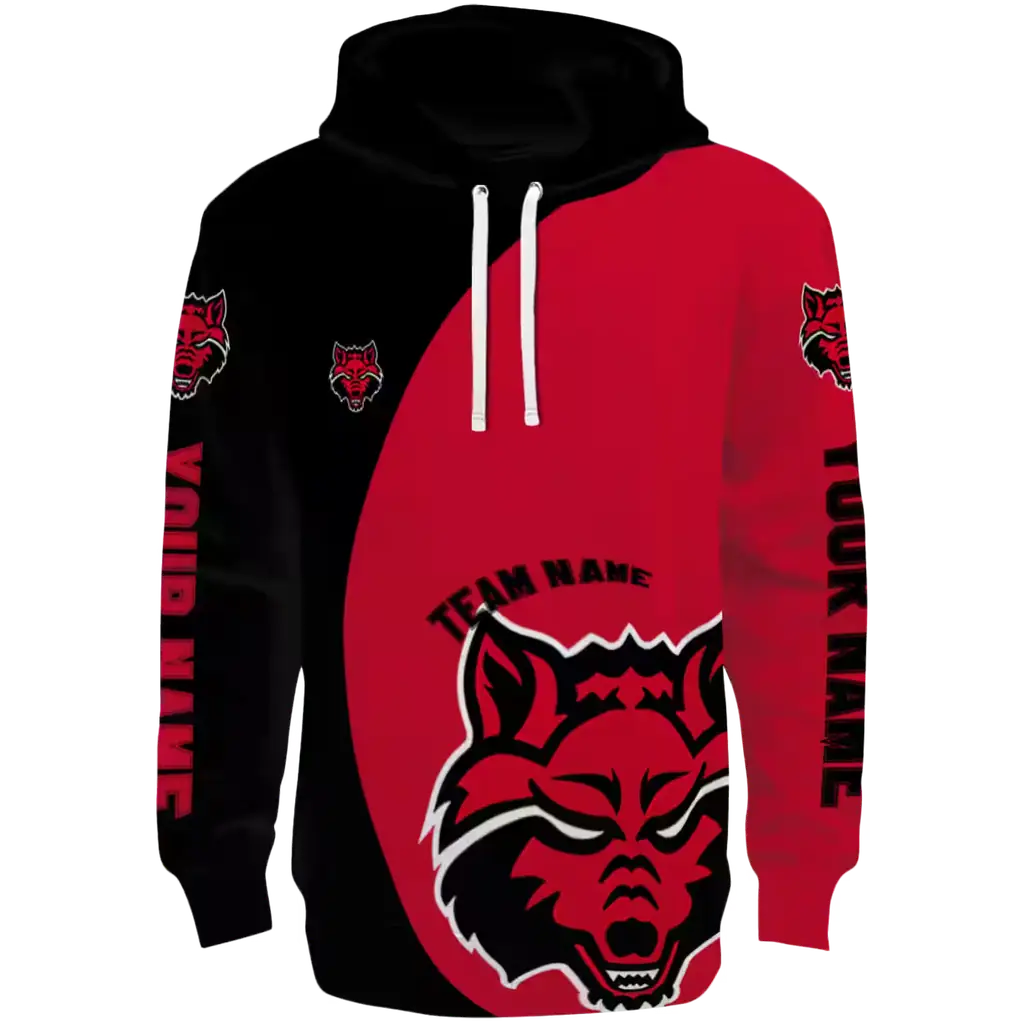 customized arkansas state red wolves minimalist design scarlet black hoodie best selling customized arkansas state red wolves minimalist design scarlet black hoodie best selling