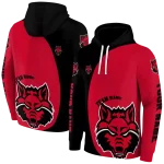 customized arkansas state red wolves minimalist design scarlet black hoodie best selling