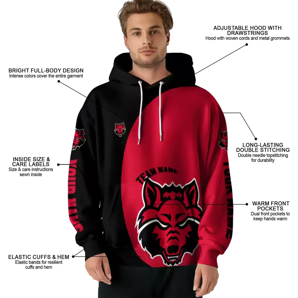 customized arkansas state red wolves minimalist design scarlet black hoodie latest model customized arkansas state red wolves minimalist design scarlet black hoodie latest model