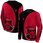 customized arkansas state red wolves minimalist design scarlet black hoodie best selling