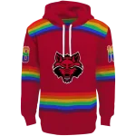 customized arkansas state red wolves rainbow stripes scarlet hoodie best selling