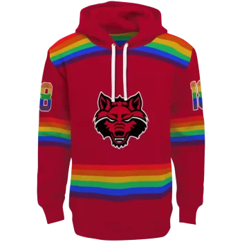 customized arkansas state red wolves rainbow stripes scarlet hoodie best selling