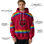 customized arkansas state red wolves rainbow stripes scarlet hoodie best selling