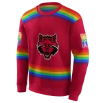 customized arkansas state red wolves rainbow stripes scarlet hoodie best selling