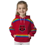 customized arkansas state red wolves rainbow stripes scarlet hoodie best selling