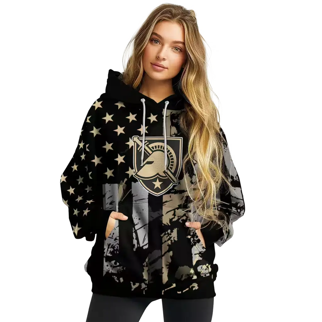 customized army black knights distressed flag gold black hoodie high quality customized army black knights distressed flag gold black hoodie high quality