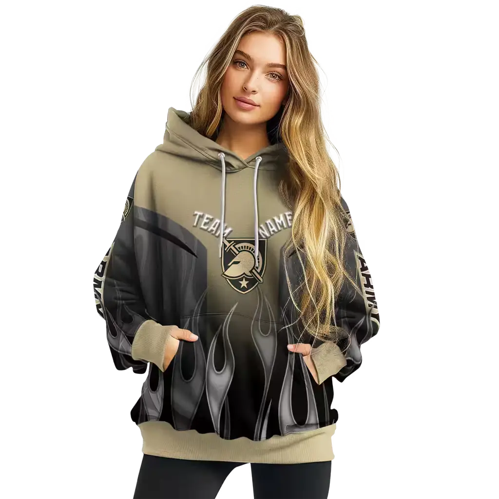 customized army black knights flame design gold hoodie high quality customized army black knights flame design gold hoodie high quality
