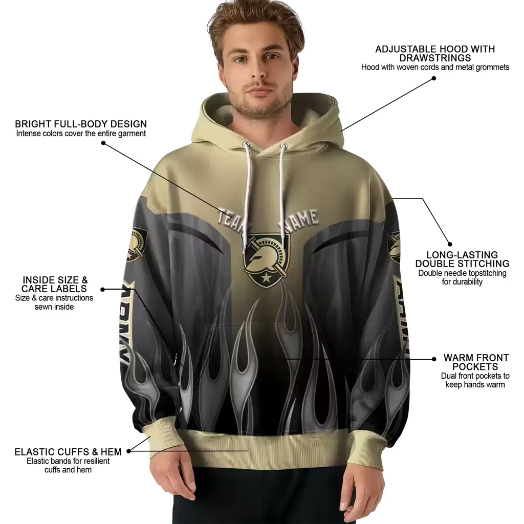 customized army black knights flame design gold hoodie latest model customized army black knights flame design gold hoodie latest model