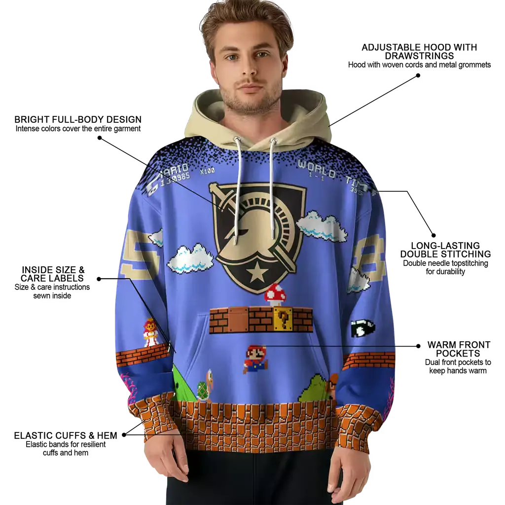 customized army black knights mario blue black hoodie latest model customized army black knights mario blue black hoodie latest model