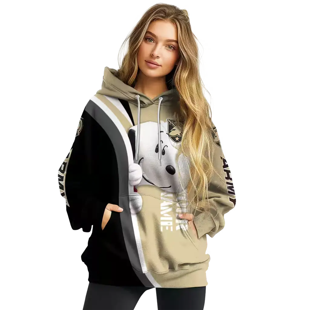 customized army black knights peeking snoopy gold hoodie high quality customized army black knights peeking snoopy gold hoodie high quality