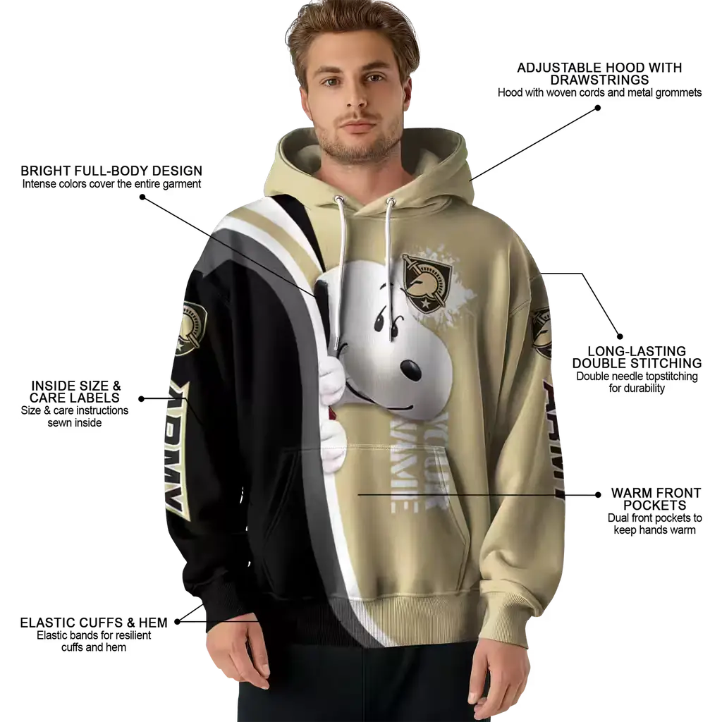 customized army black knights peeking snoopy gold hoodie latest model customized army black knights peeking snoopy gold hoodie latest model