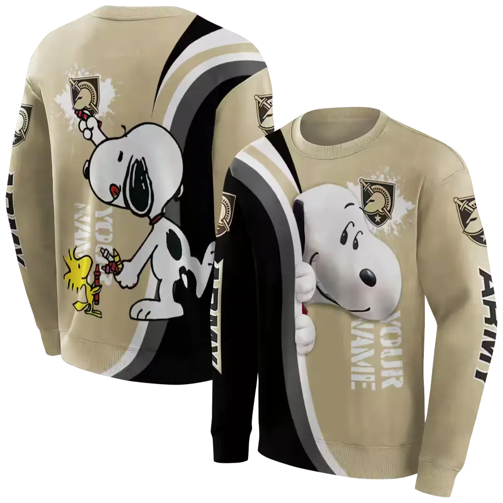 customized army black knights peeking snoopy gold hoodie premium grade customized army black knights peeking snoopy gold hoodie premium grade