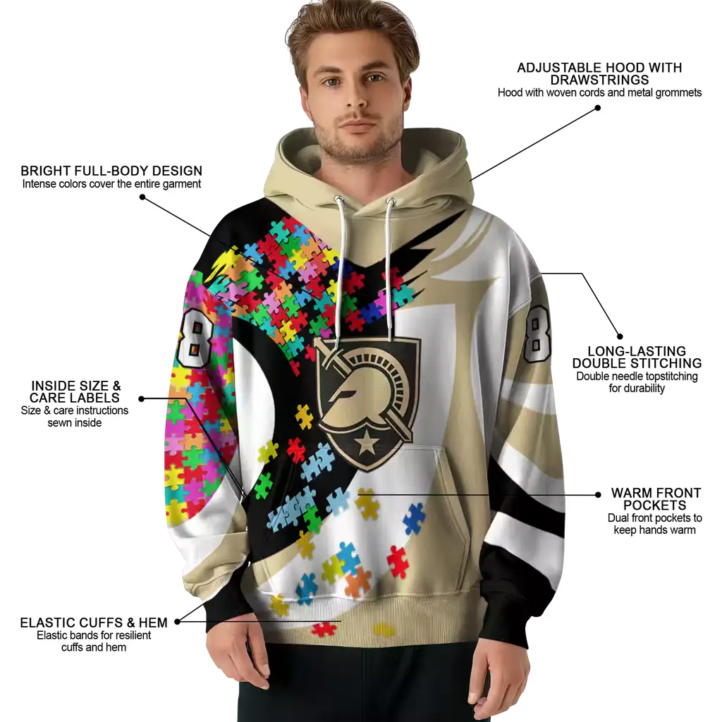 customized army black knights puzzle pieces gold hoodie latest model customized army black knights puzzle pieces gold hoodie latest model