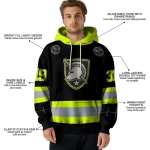 customized army black knights safety motif black neon green hoodie best selling