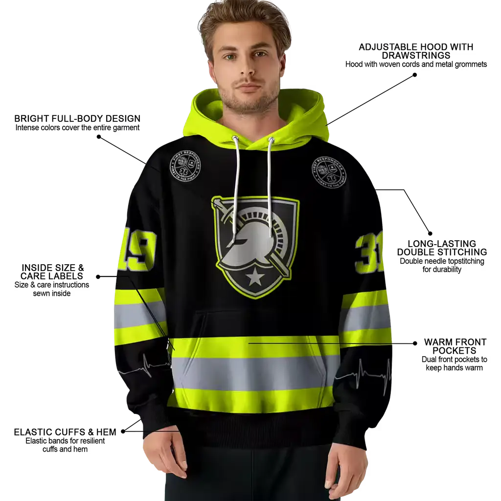 customized army black knights safety motif black neon green hoodie latest model customized army black knights safety motif black neon green hoodie latest model