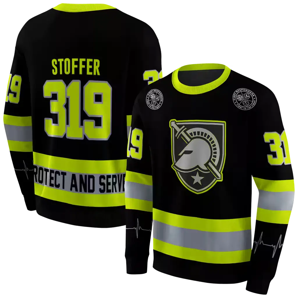 customized army black knights safety motif black neon green hoodie premium grade customized army black knights safety motif black neon green hoodie premium grade