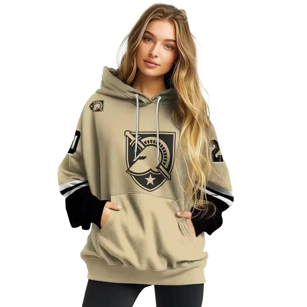 customized army black knights striped sleeves gold hoodie high quality customized army black knights striped sleeves gold hoodie high quality