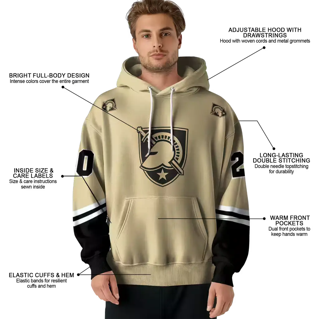 customized army black knights striped sleeves gold hoodie latest model customized army black knights striped sleeves gold hoodie latest model