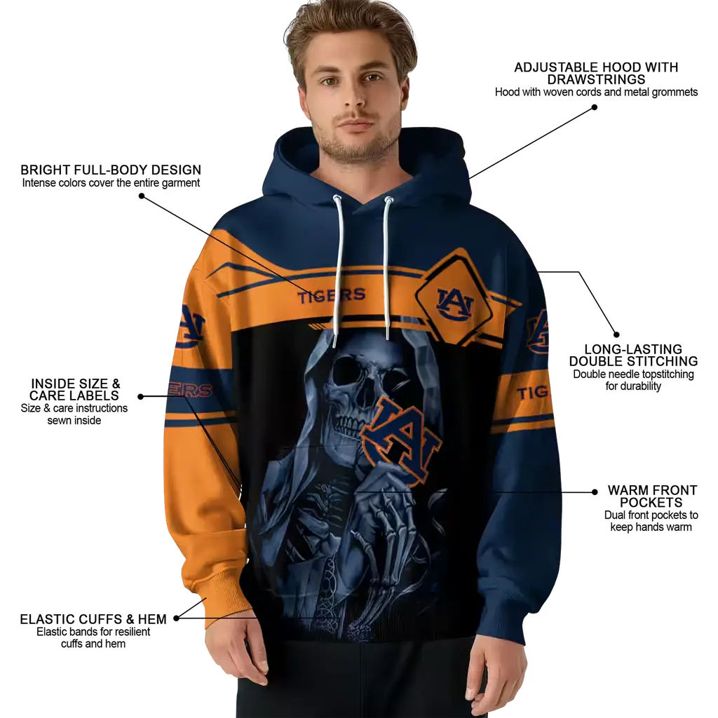 customized auburn tigers grim reaper navy blue black hoodie latest model customized auburn tigers grim reaper navy blue black hoodie latest model