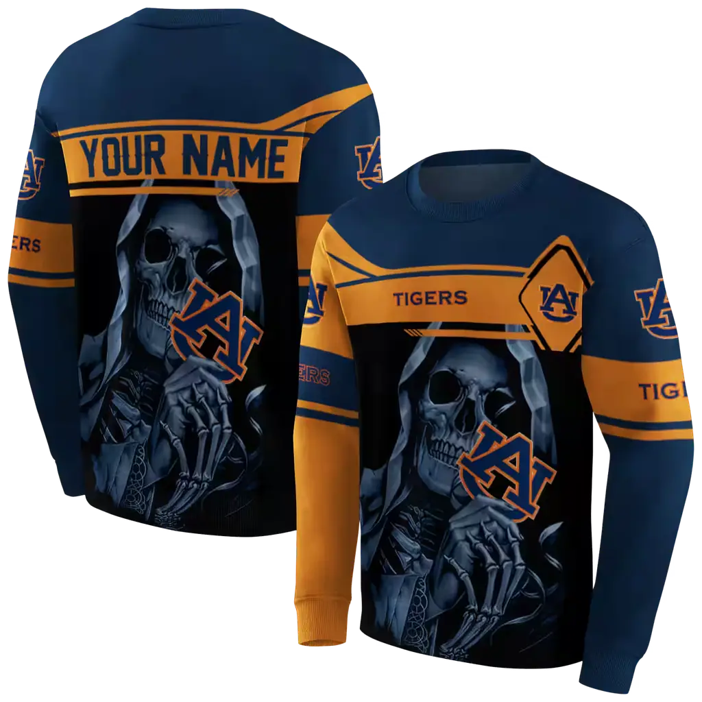customized auburn tigers grim reaper navy blue black hoodie premium grade customized auburn tigers grim reaper navy blue black hoodie premium grade