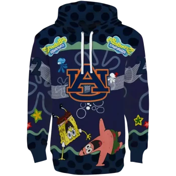 customized auburn tigers spongebob patrick star navy blue navy hoodie best selling
