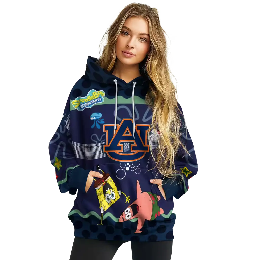 customized auburn tigers spongebob patrick star navy blue navy hoodie high quality customized auburn tigers spongebob patrick star navy blue navy hoodie high quality