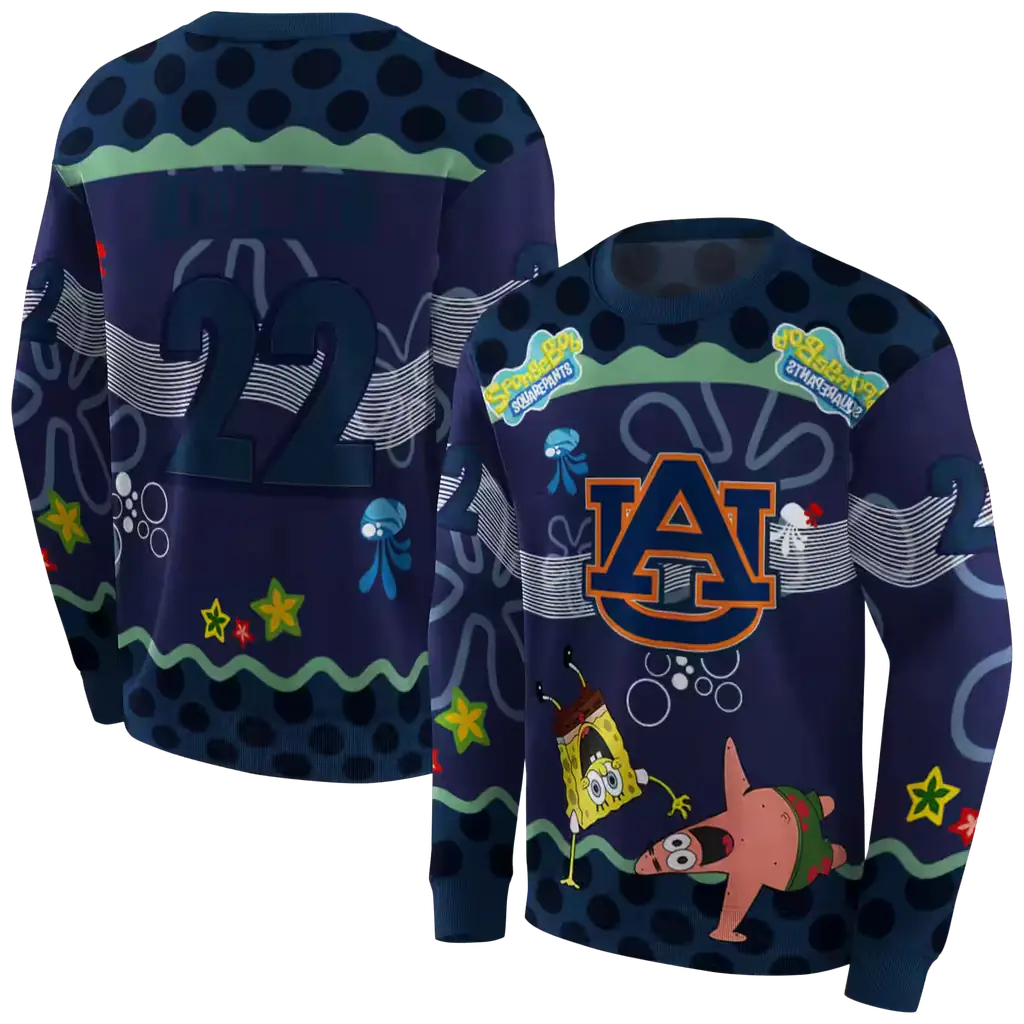 customized auburn tigers spongebob patrick star navy blue navy hoodie premium grade customized auburn tigers spongebob patrick star navy blue navy hoodie premium grade