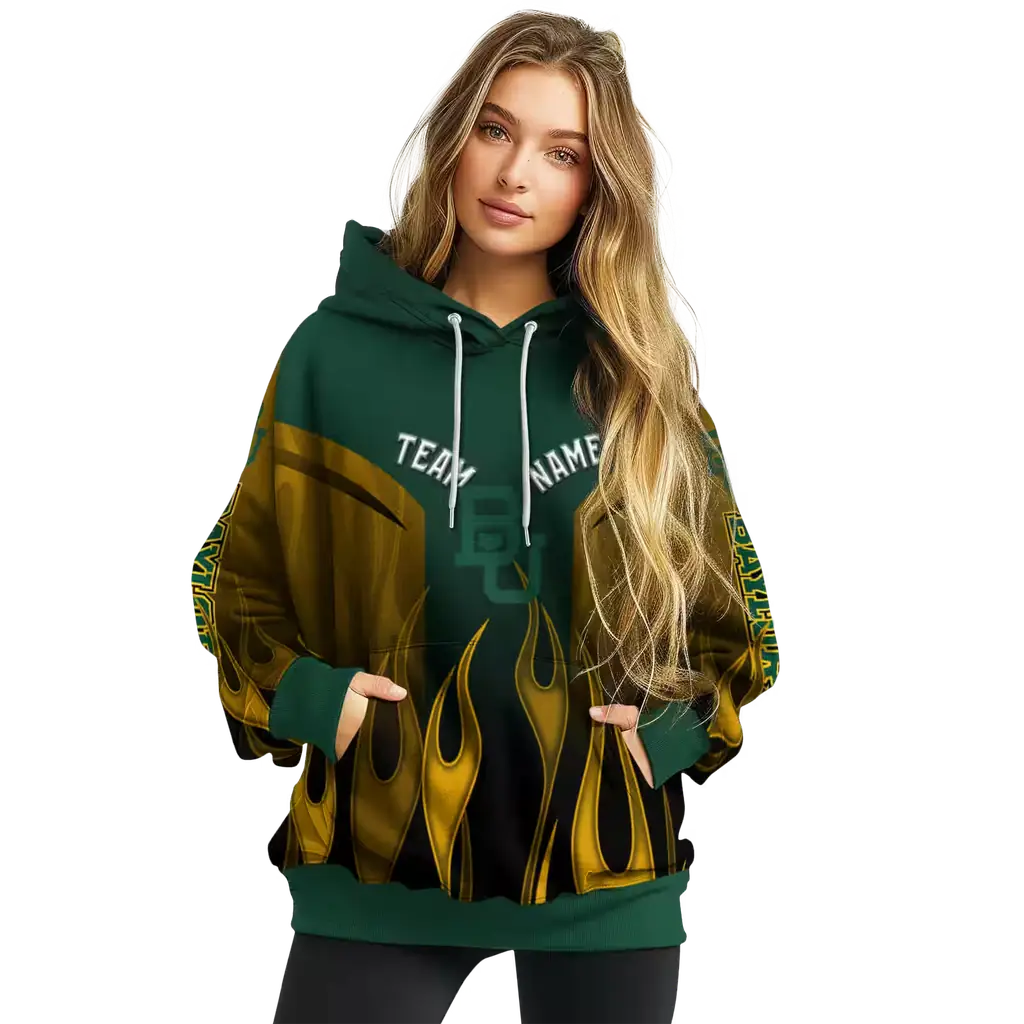 customized baylor bears flame design green hoodie high quality customized baylor bears flame design green hoodie high quality