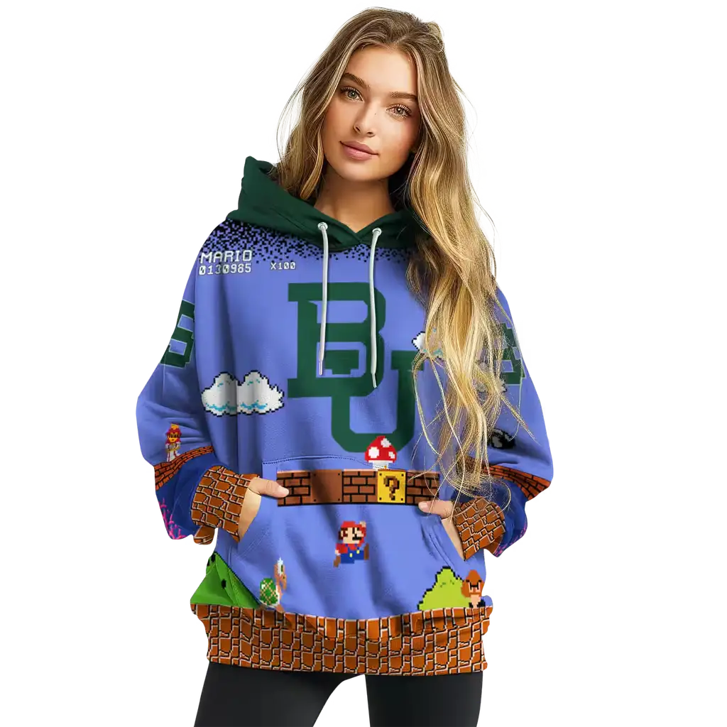 customized baylor bears mario blue black hoodie high quality customized baylor bears mario blue black hoodie high quality