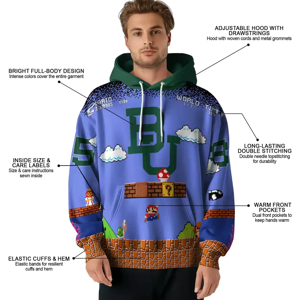 customized baylor bears mario blue black hoodie latest model customized baylor bears mario blue black hoodie latest model