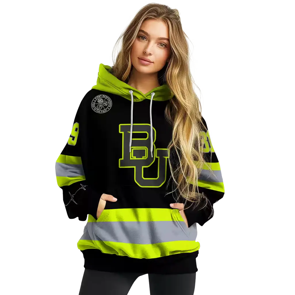 customized baylor bears safety motif black neon green hoodie high quality customized baylor bears safety motif black neon green hoodie high quality