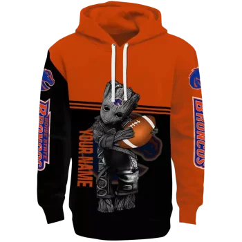 customized boise state broncos baby groot orange black hoodie best selling