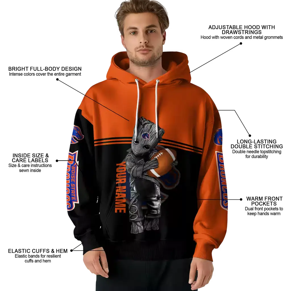 customized boise state broncos baby groot orange black hoodie latest model customized boise state broncos baby groot orange black hoodie latest model