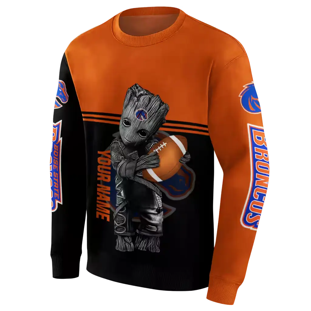 customized boise state broncos baby groot orange black hoodie new arrival customized boise state broncos baby groot orange black hoodie new arrival