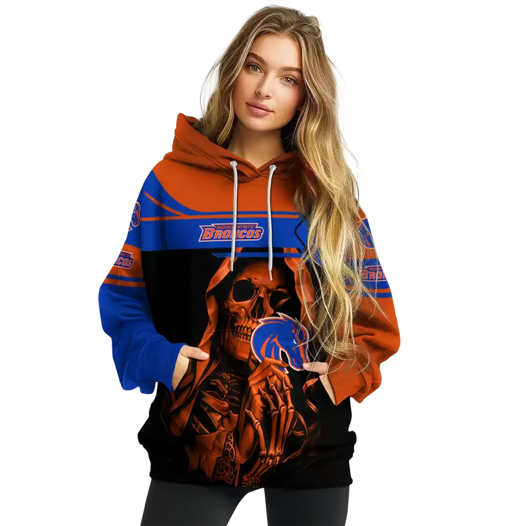 customized boise state broncos grim reaper orange black hoodie high quality customized boise state broncos grim reaper orange black hoodie high quality